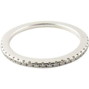 Vintage 14 Karat White Gold Diamond Wedding Band Size 5.5 #3636